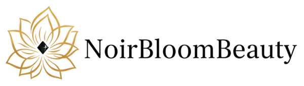 Logo of NoirBloomBeauty with a decorative flower design on a white background
